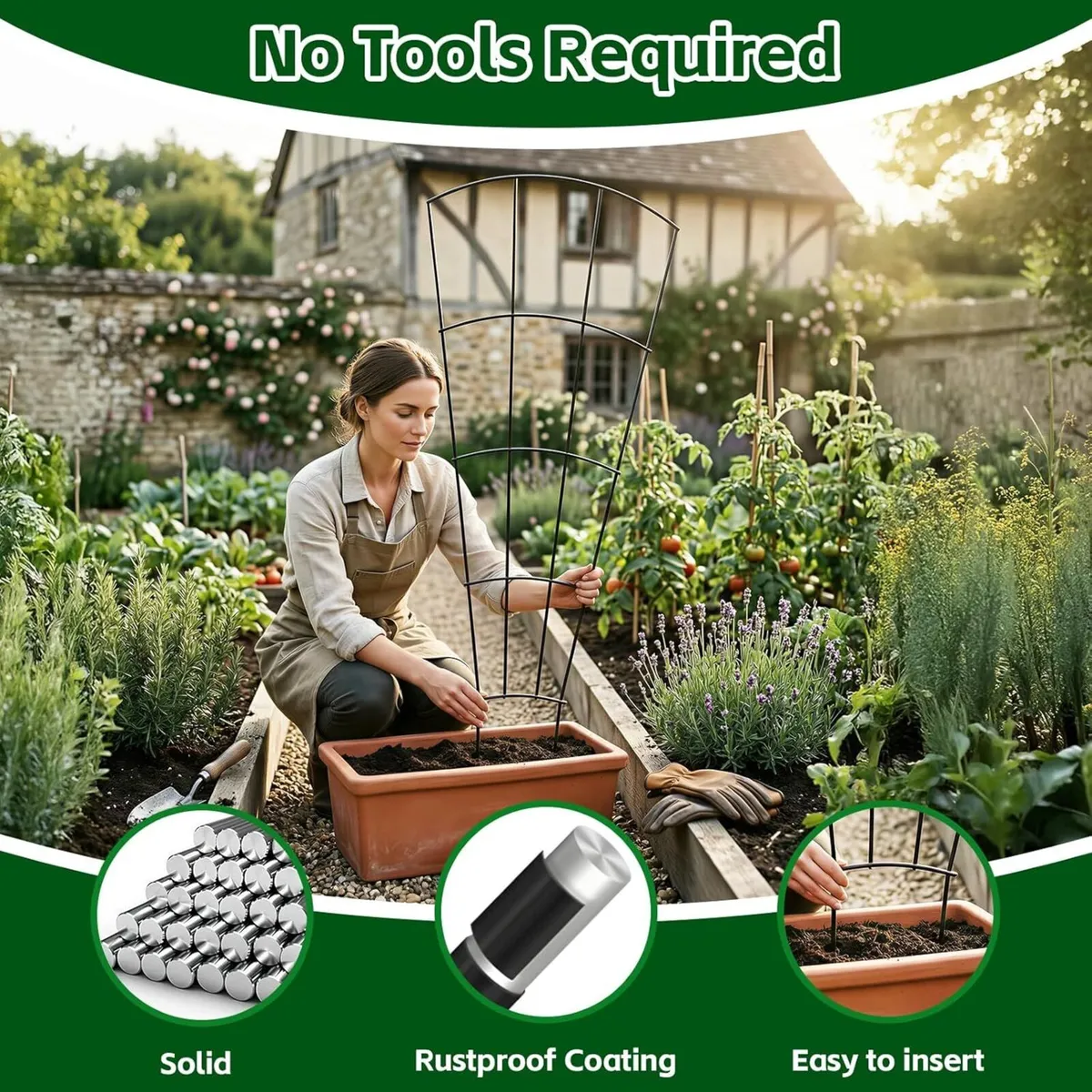 4 Pack 142cm (56) Metal Plant Trellis for Pots - Image 4