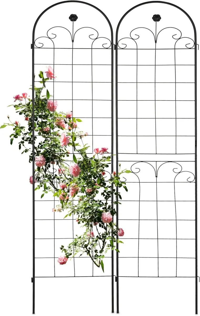 Garden Trellis Set of 2 180 x 50 cm Metal Support - Image 1