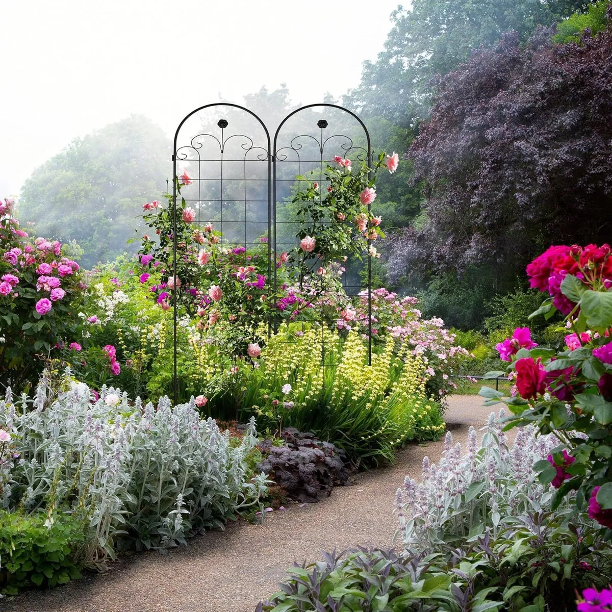 Garden Trellis Set of 2 180 x 50 cm Metal Support - Image 2