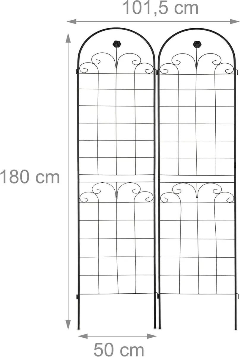Garden Trellis Set of 2 180 x 50 cm Metal Support - Image 3