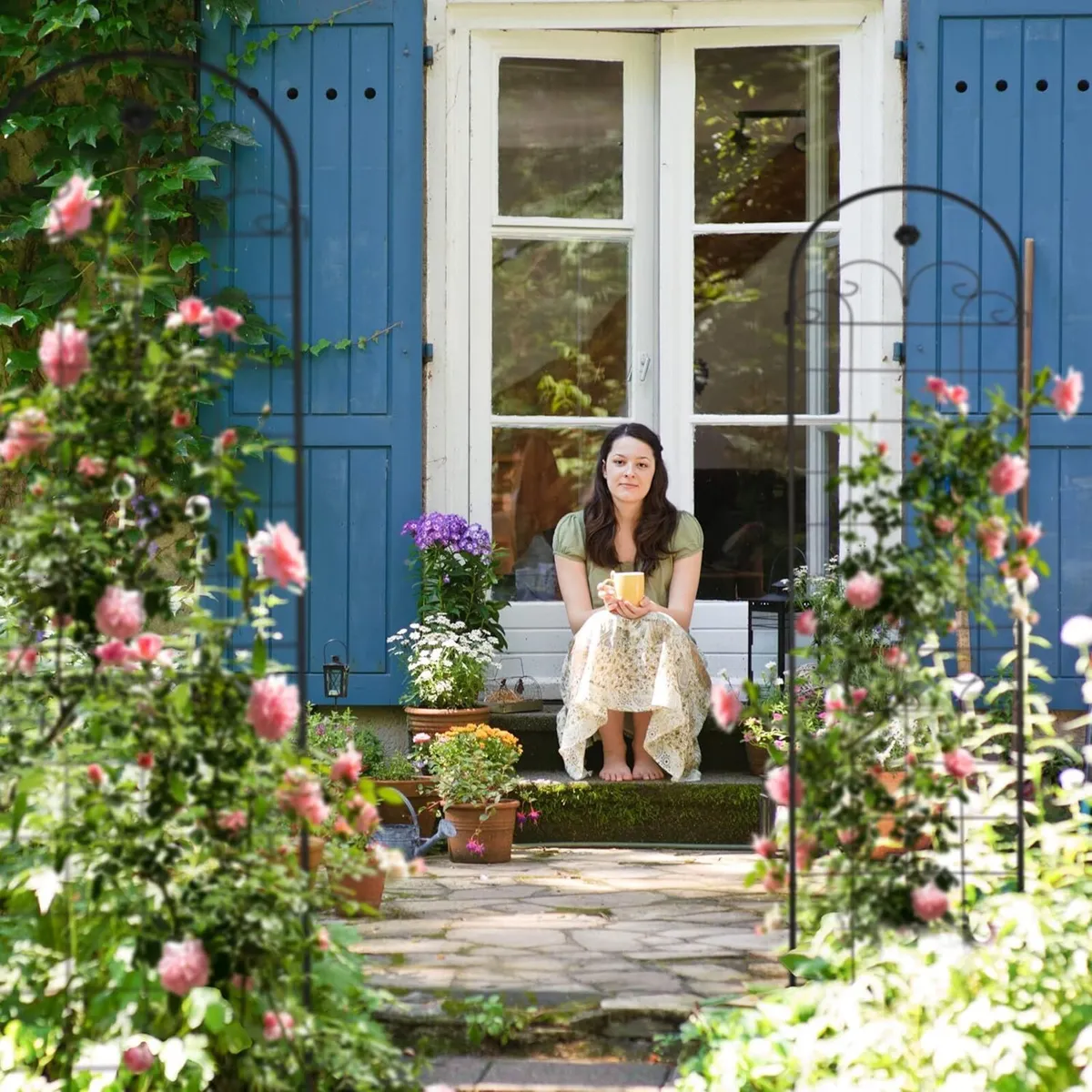 Garden Trellis Set of 2 180 x 50 cm Metal Support - Image 4