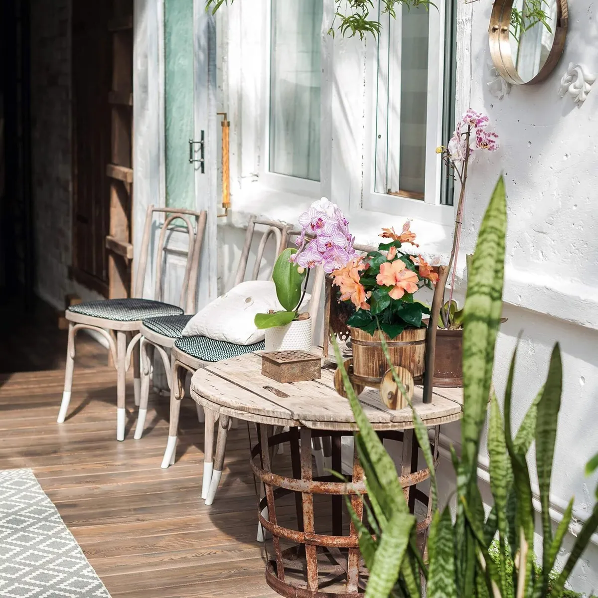 Wheelbarrow Planter Set of 2 Burnt Wood Garden - Image 4