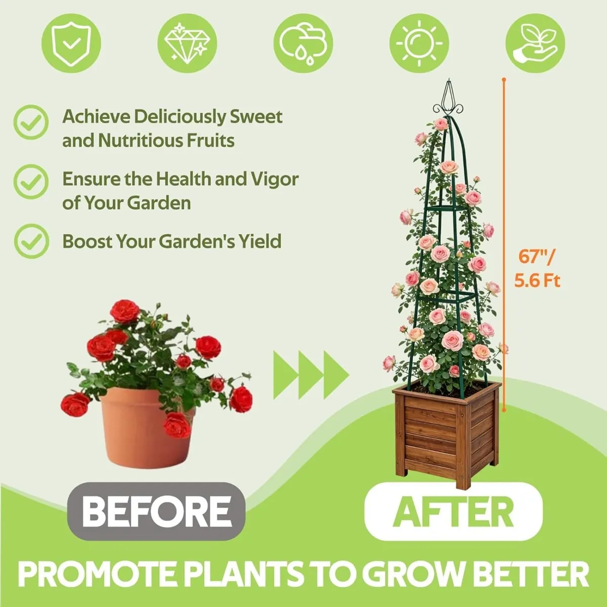 100% Metal Obelisk Trellis for Climbing Plants - Image 2