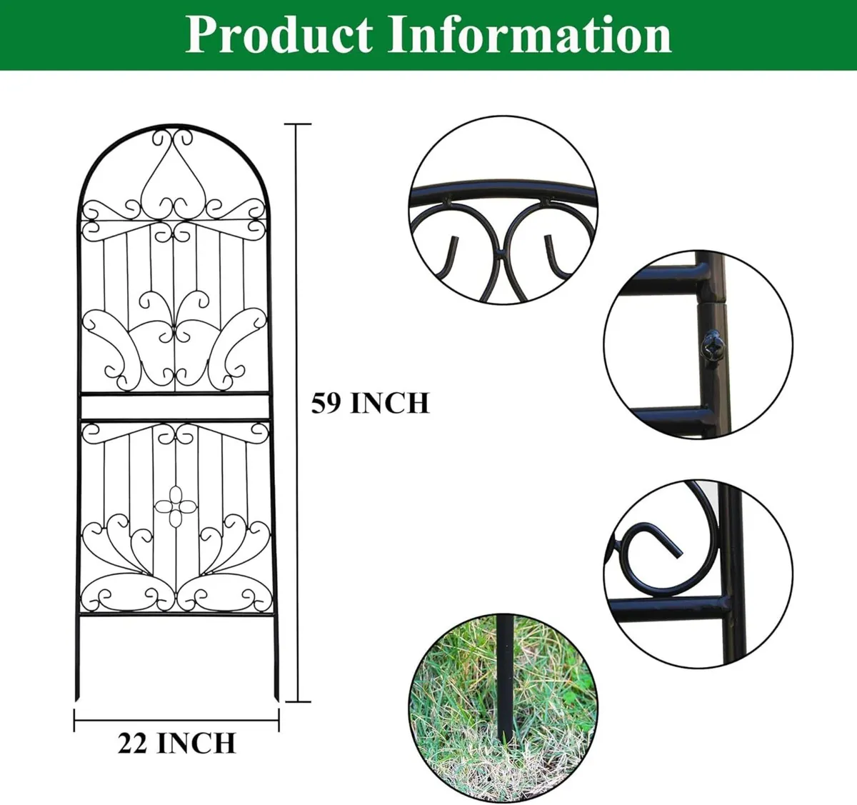 Trellis for Climbing Plants 59 H x 22 W Metal - Image 2