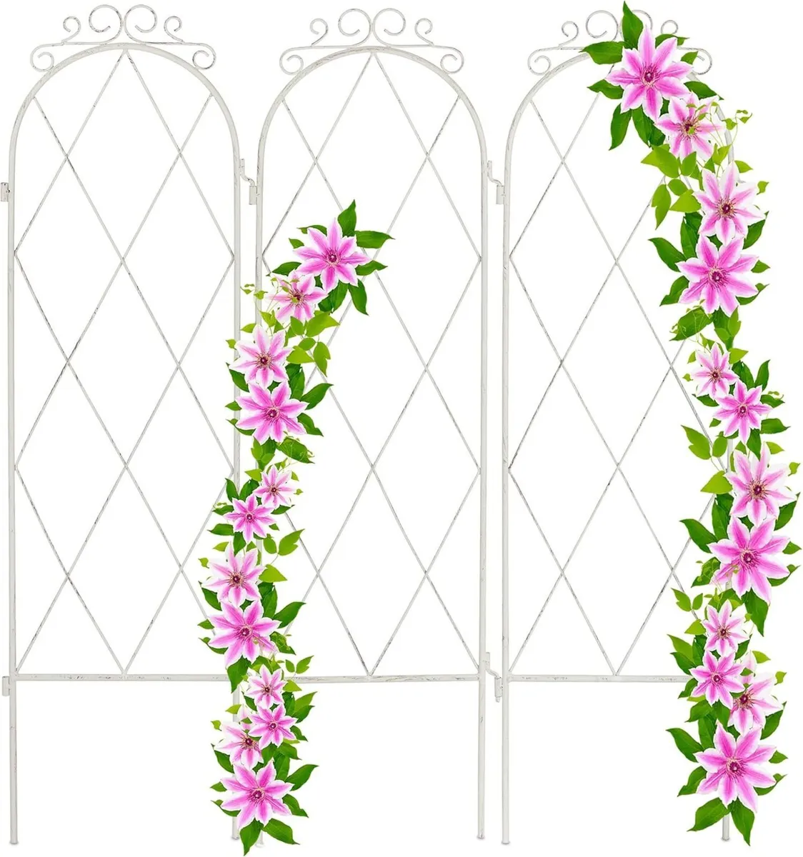 3-panel trellis vintage garden screen metal - Image 1