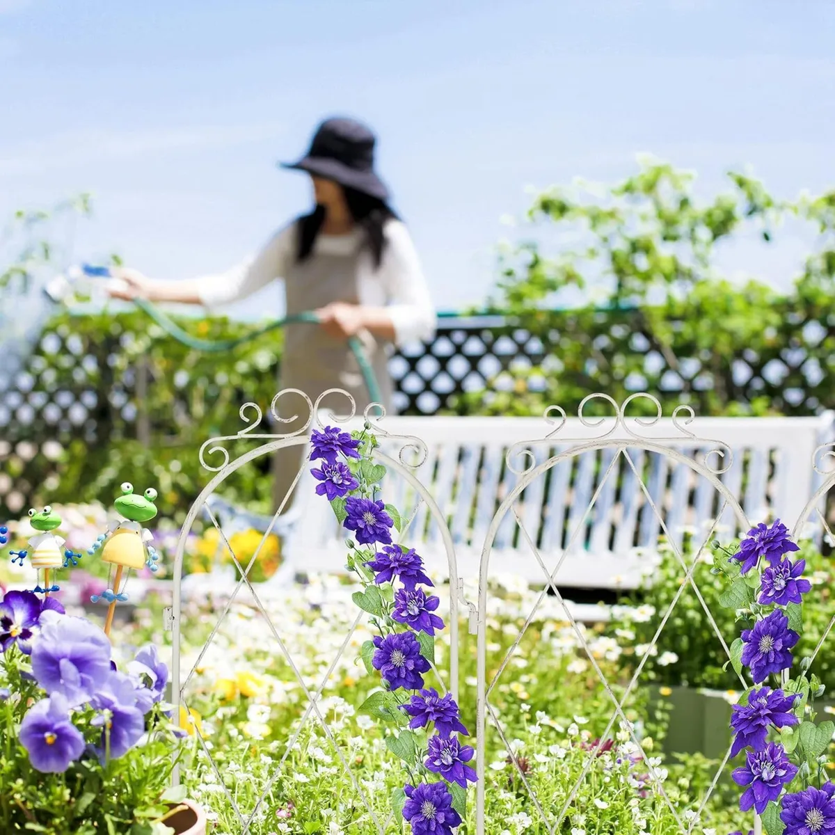 3-panel trellis vintage garden screen metal - Image 4