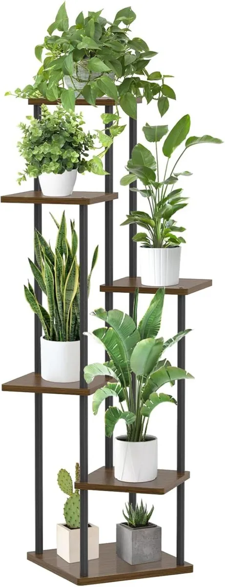 6 Tier Plant Stands Indoor Metal Wood Tiered - Image 1