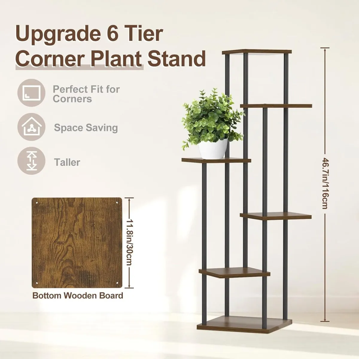 6 Tier Plant Stands Indoor Metal Wood Tiered - Image 3