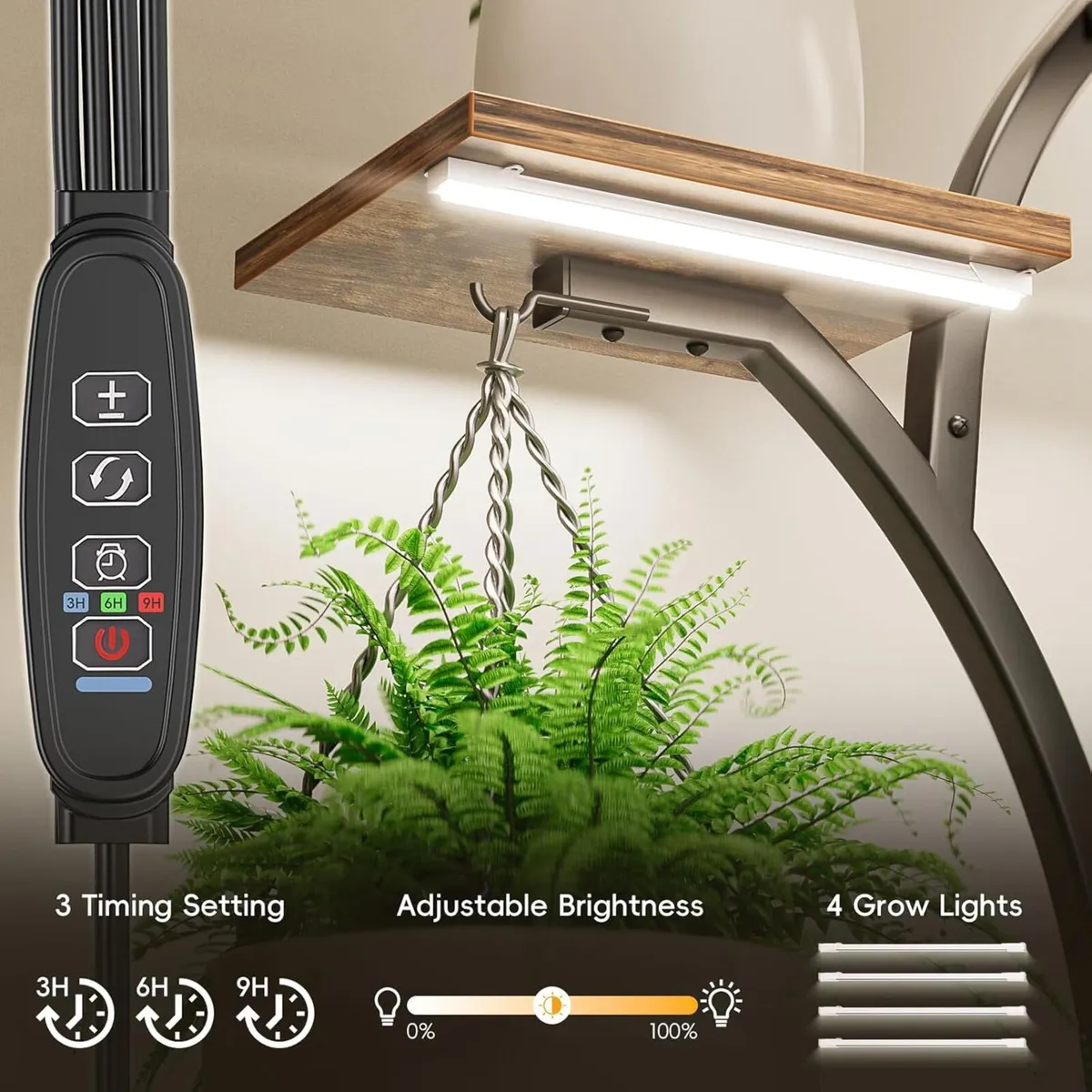 Plant Stand Indoor with 4 Grow Lights - 63 Tall - Image 4