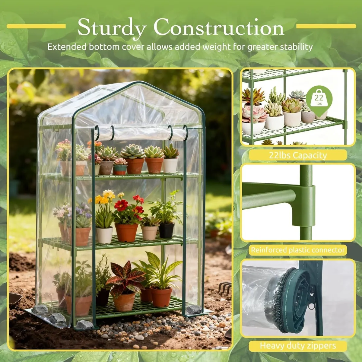 Mini Greenhouse for Outdoor Indoor 3 Tier Shelves - Image 4