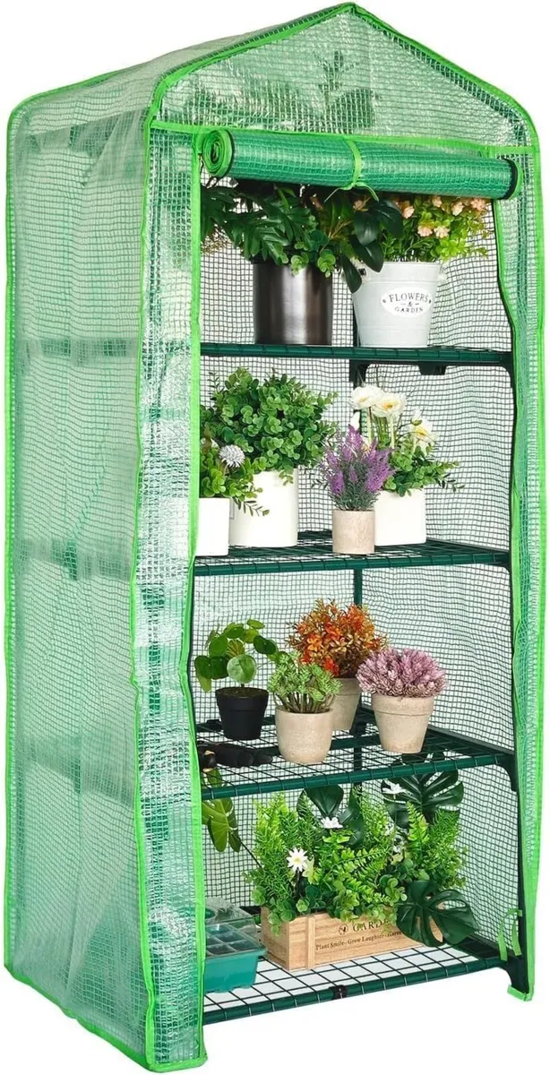 4 Tier Mini Greenhouse - Portable with Green PE - Image 1