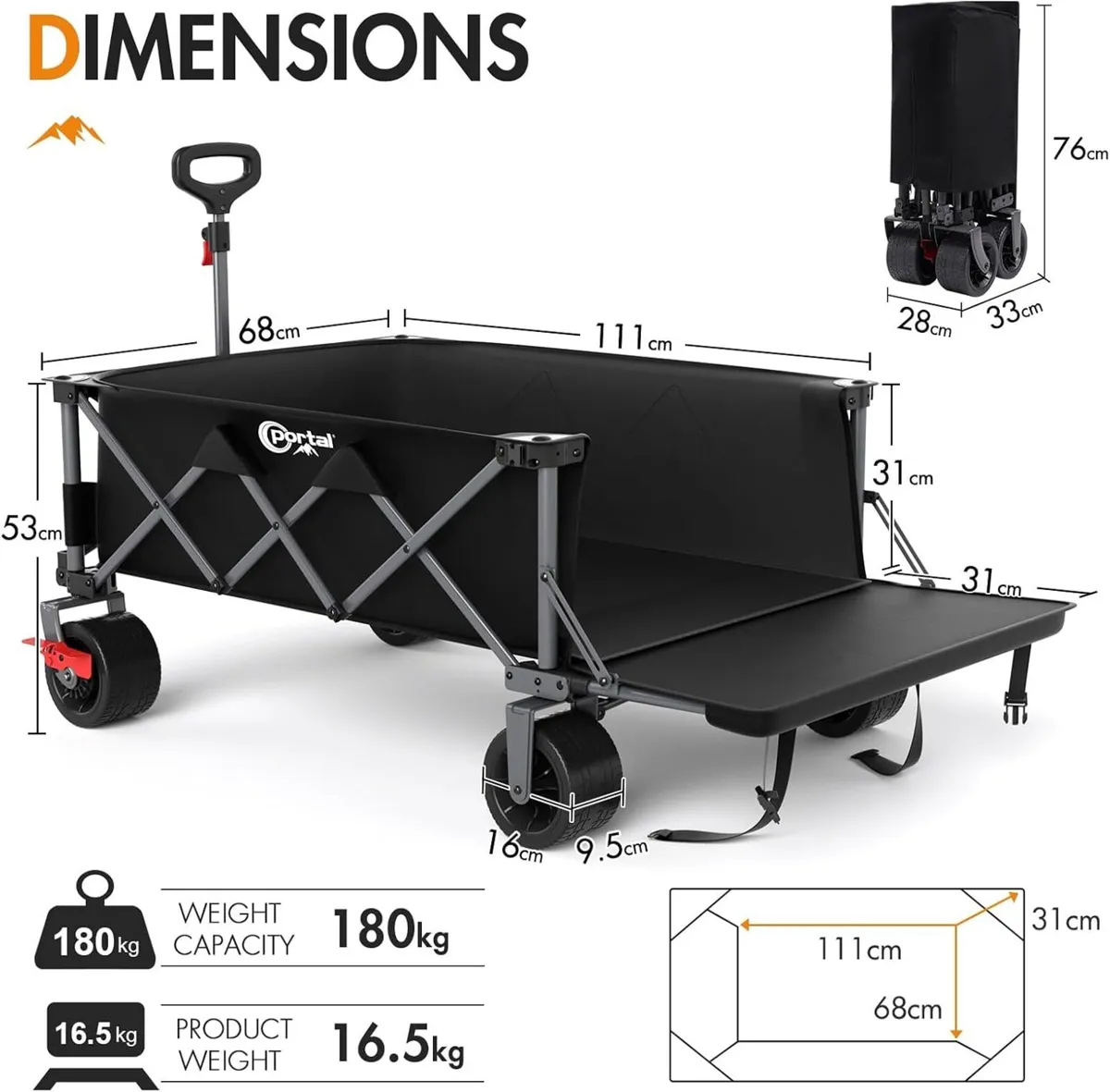 Widened Folding Festival Trolley XXL With Brakes - Image 3
