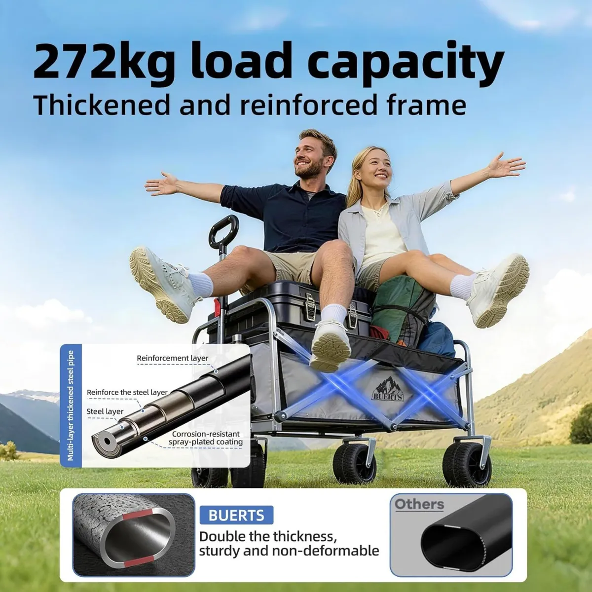 Festival Wagon Foldable Cart with Brakes 272KG - Image 3