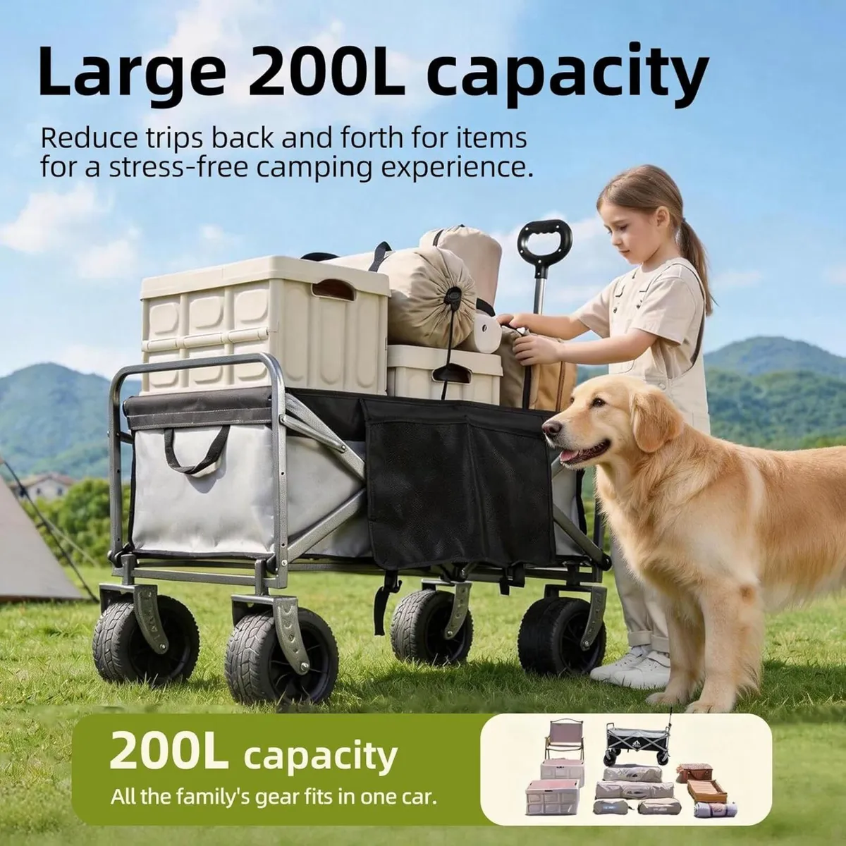 Festival Wagon Foldable Cart with Brakes 272KG - Image 4