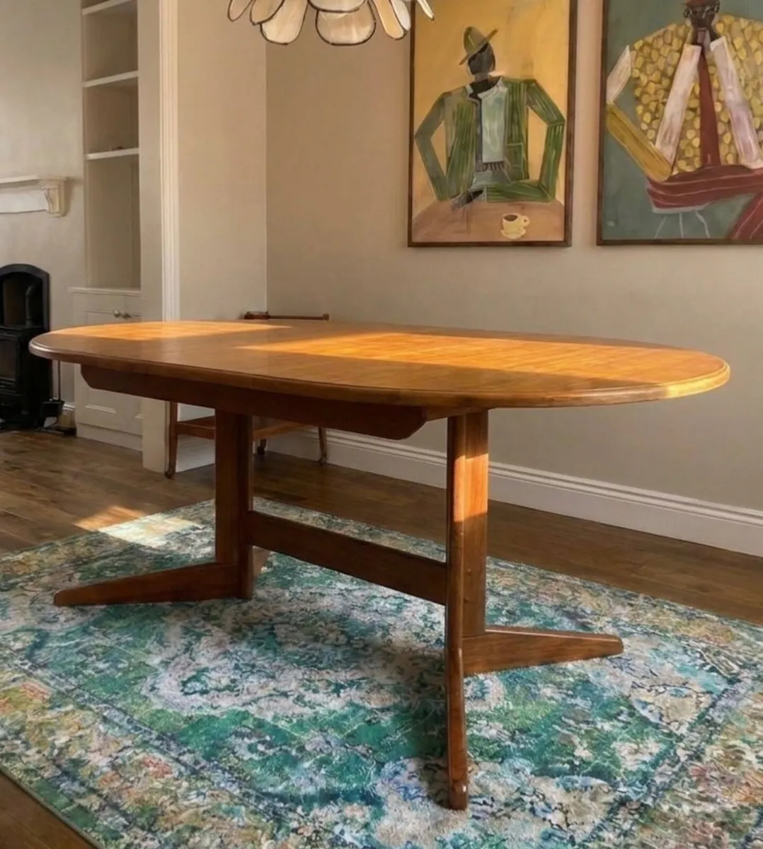 Mid Century Teak Extendable Table + 6 Chairs - Image 4