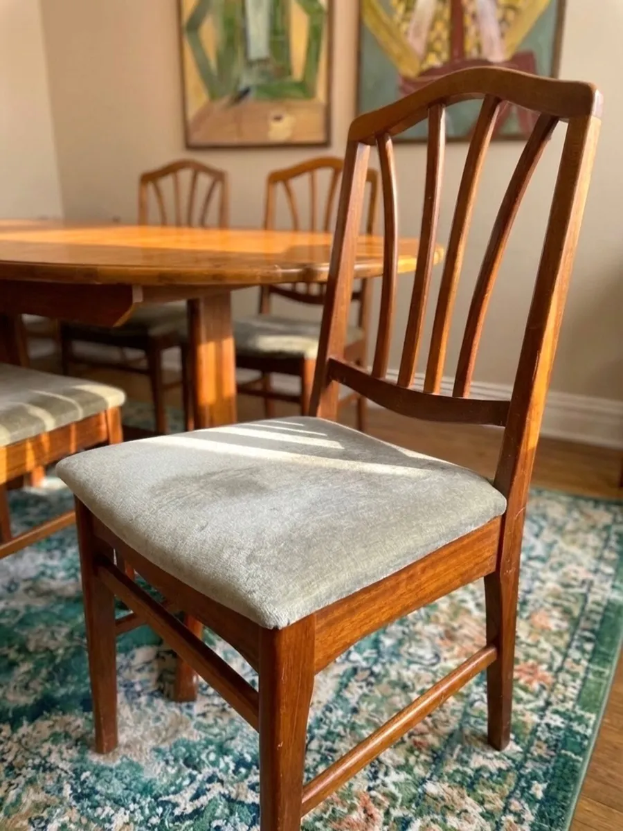 Mid Century Teak Extendable Table + 6 Chairs - Image 3
