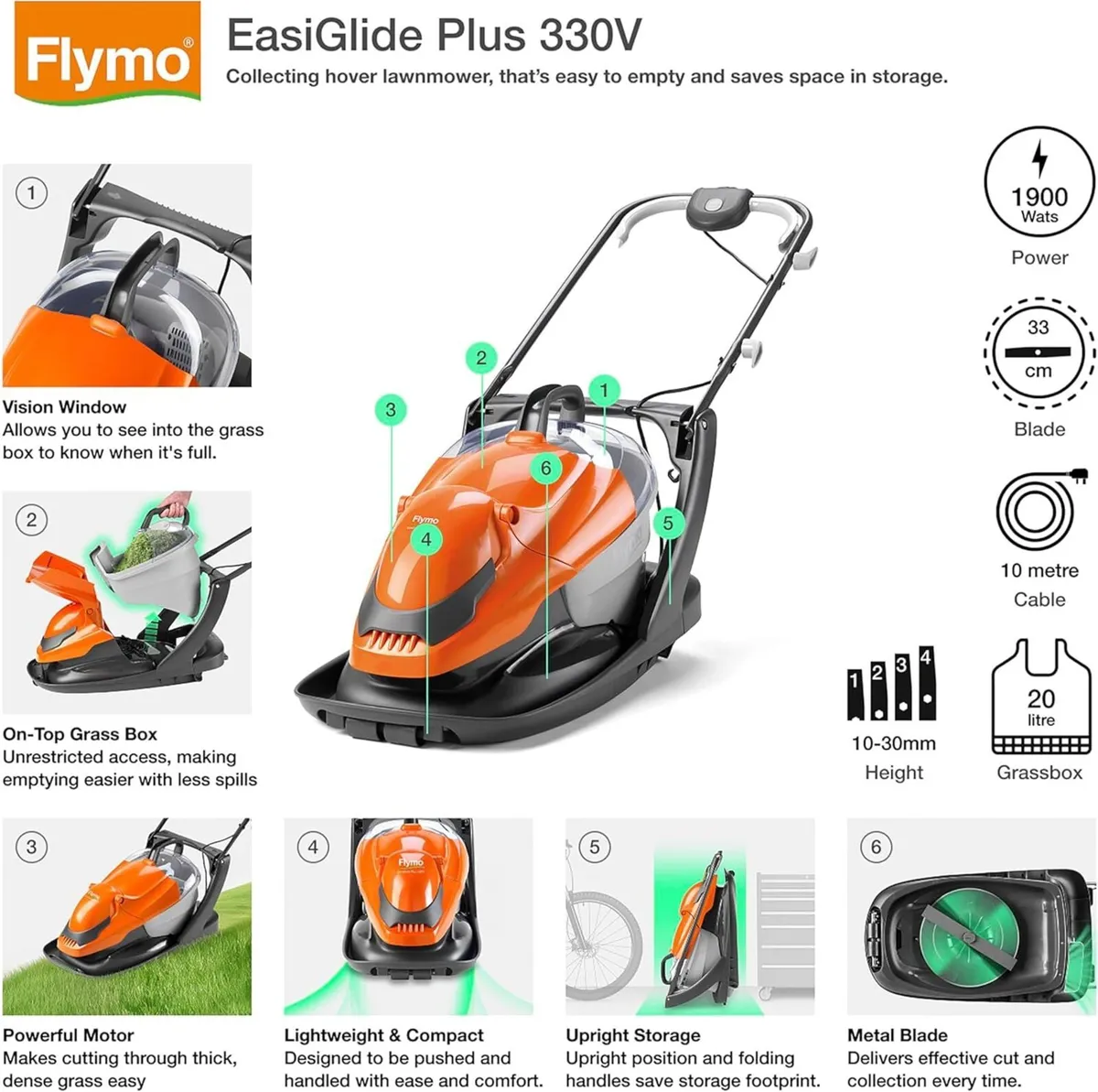 EasiGlide Plus 330V Hover Collect Lawn Mower - - Image 3