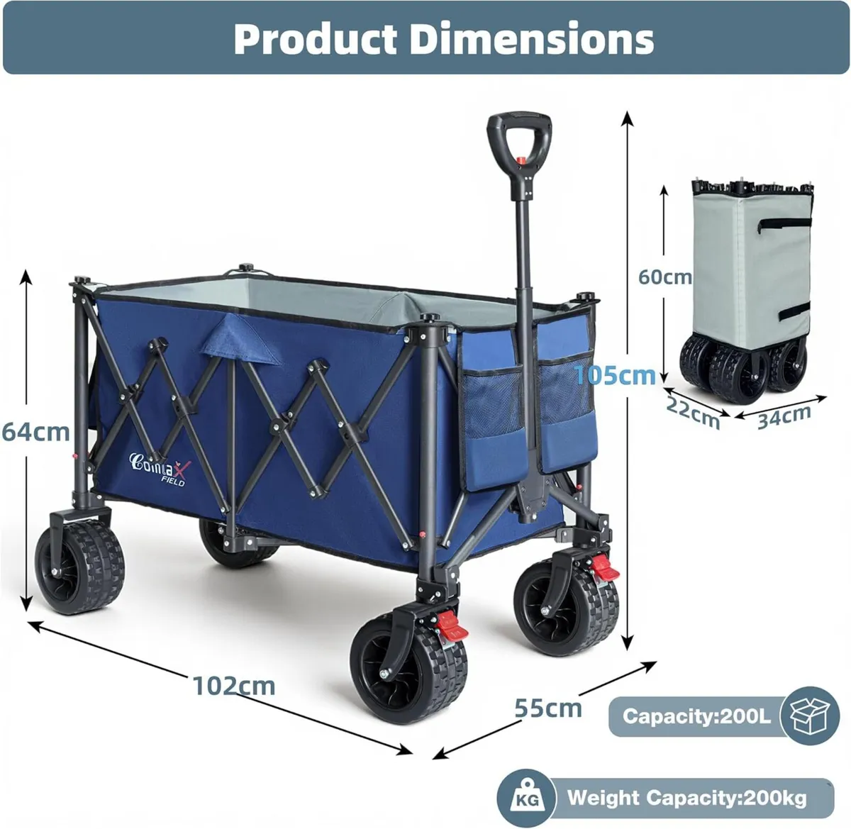 200L Festival Trolley on Wheels 200KG Folding - Image 2