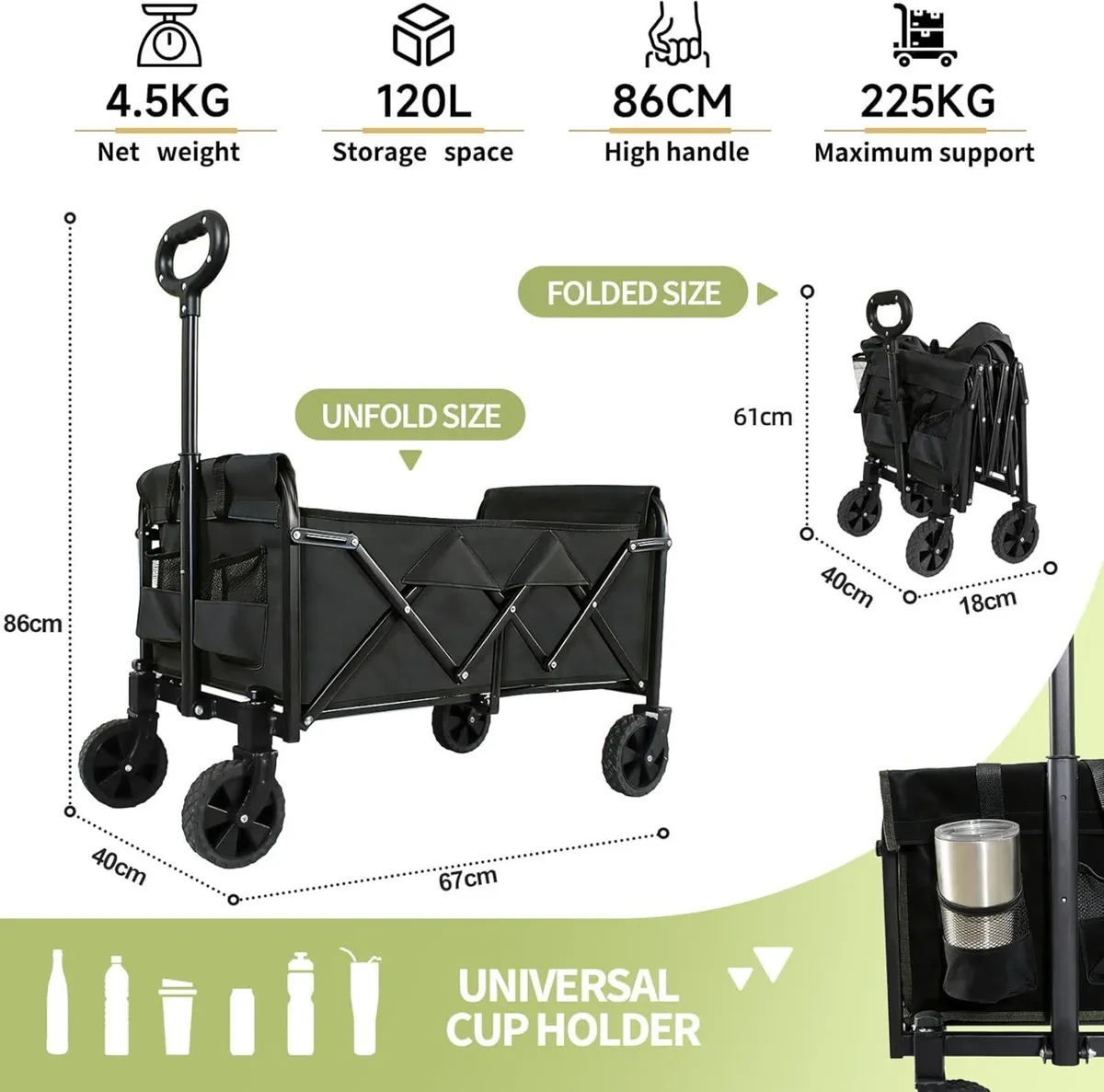 120L Festival Trolley on Wheels 225kg/500lbs - Image 2