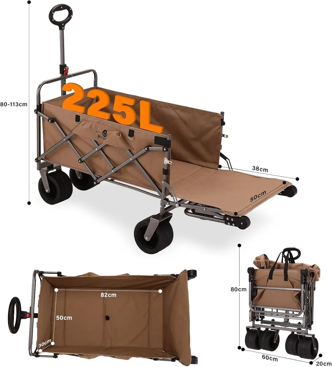 225L Festival Trolley with Brakes Push Pull Beach - Image 2