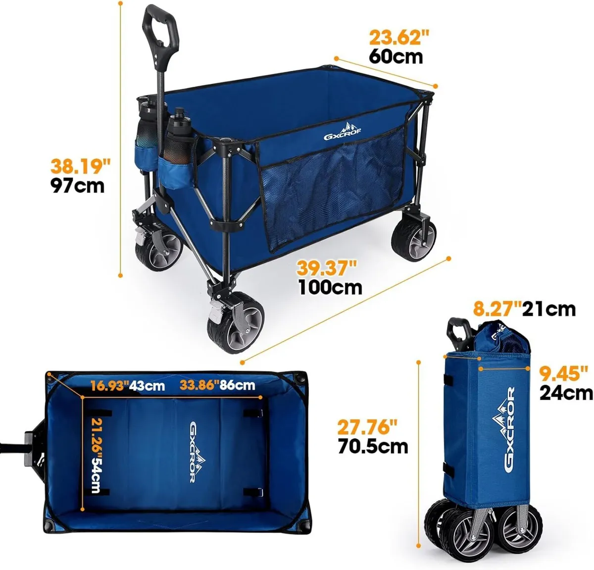 Folding Trolley Cart 200L Collapsible Wagon 330 - Image 2