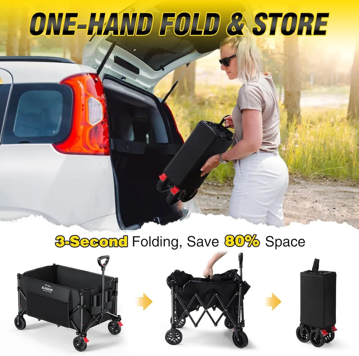 Festival Camping Trolley Cart Folding Wagon 120L - Image 3