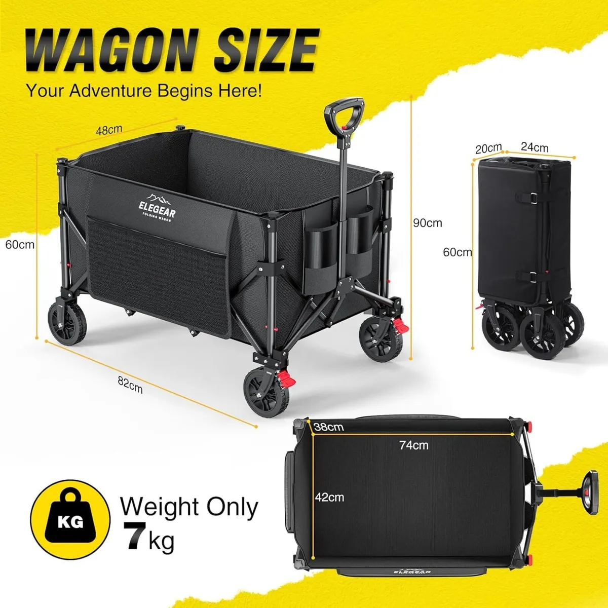 Festival Camping Trolley Cart Folding Wagon 120L - Image 2