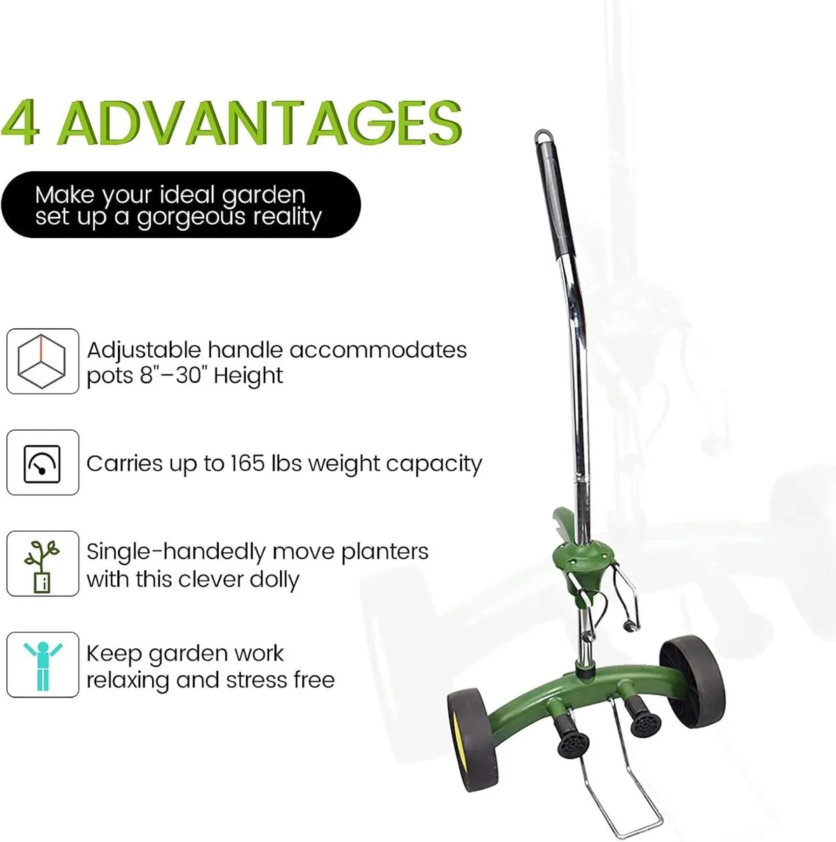 Garden Pot Mover with Adjustable Handle - Heavy - Image 3