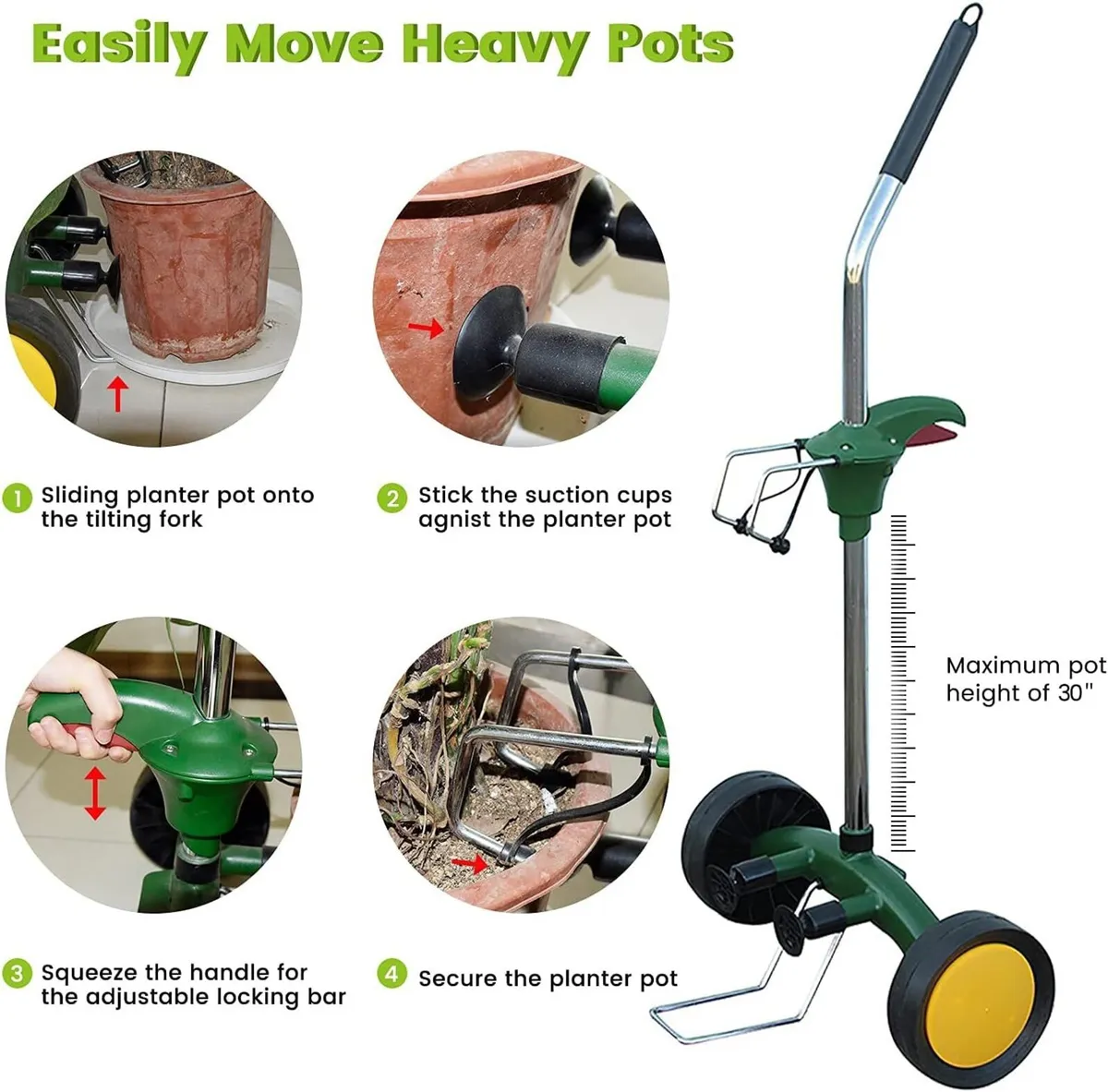 Garden Pot Mover with Adjustable Handle - Heavy - Image 4
