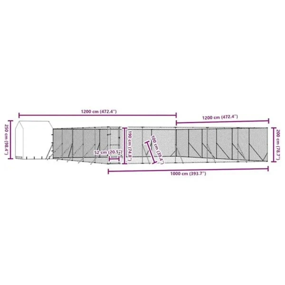 Outdoor Dog Kennel with Roof 12 X 12 X 2.5m - Image 3