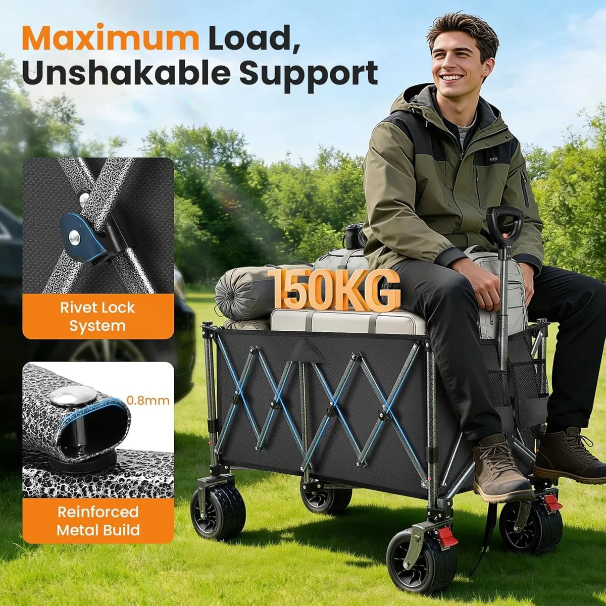 160L Festival Trolley on Wheels Large Folding - Image 4