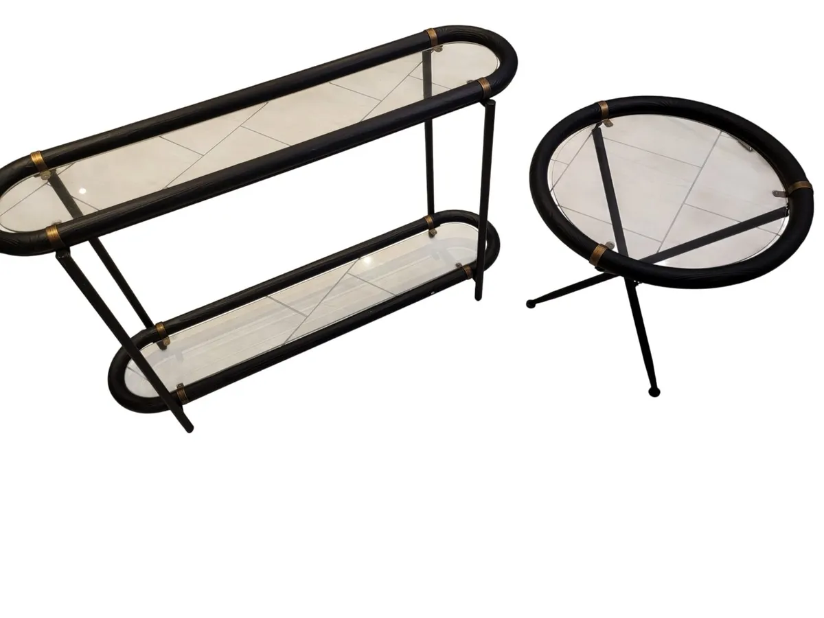 New large ebony console table and matching circula - Image 1