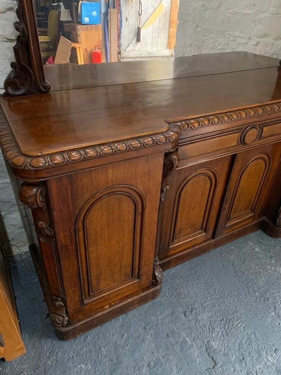 Large Victorian Walnut Mirror Back Sideboard. - Image 2