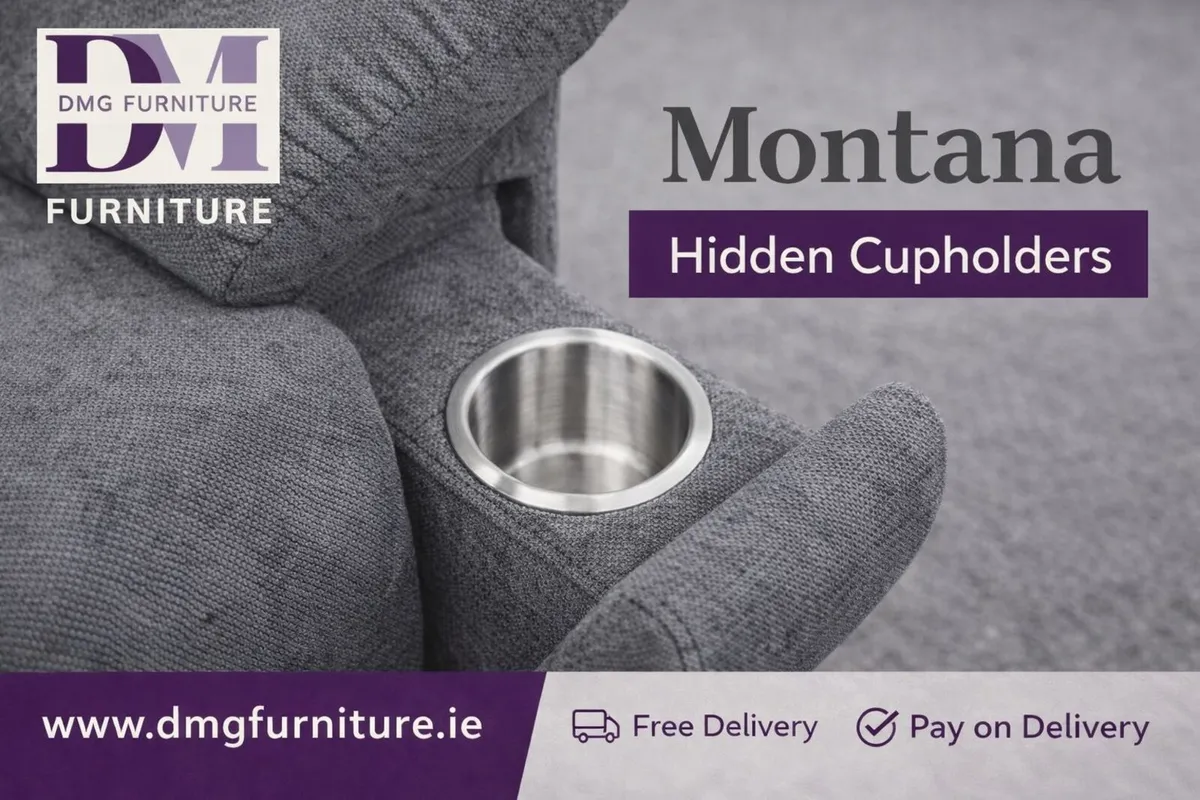 New 3+2 Grey Fabric Recliners Sofas With Cupholder - Image 3