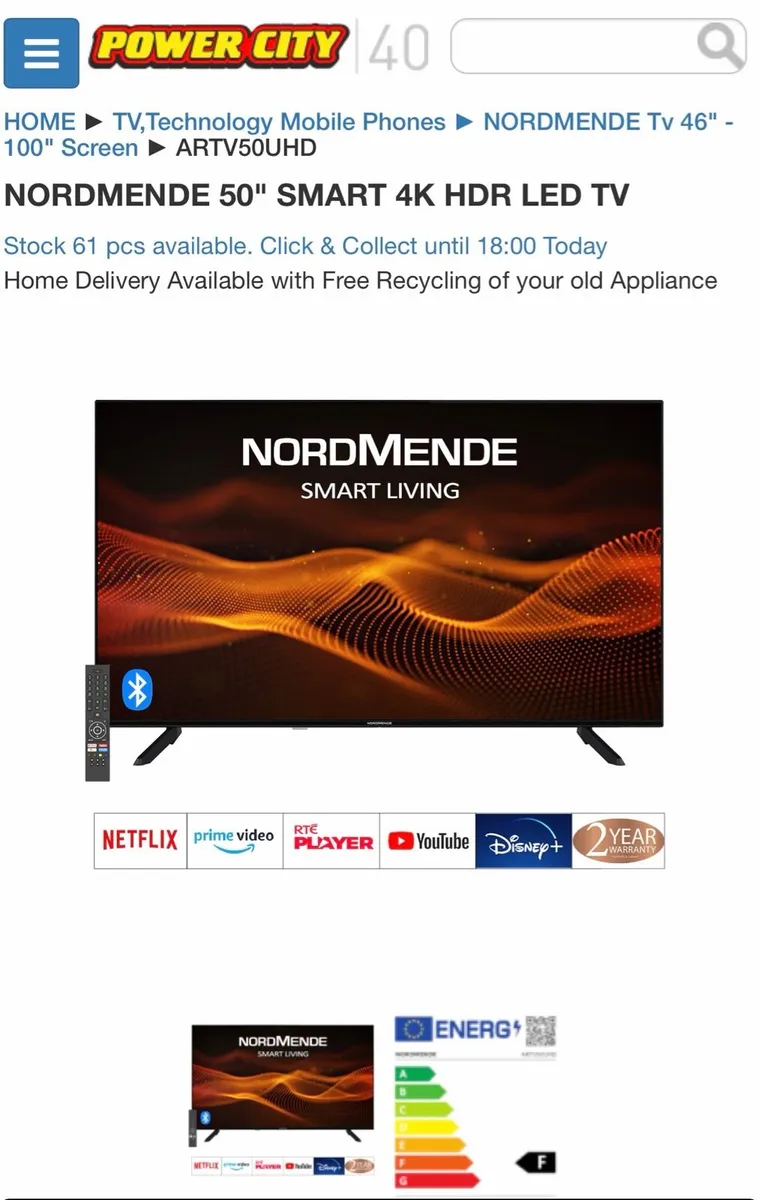 Nordmende 50” smart tv - Image 2