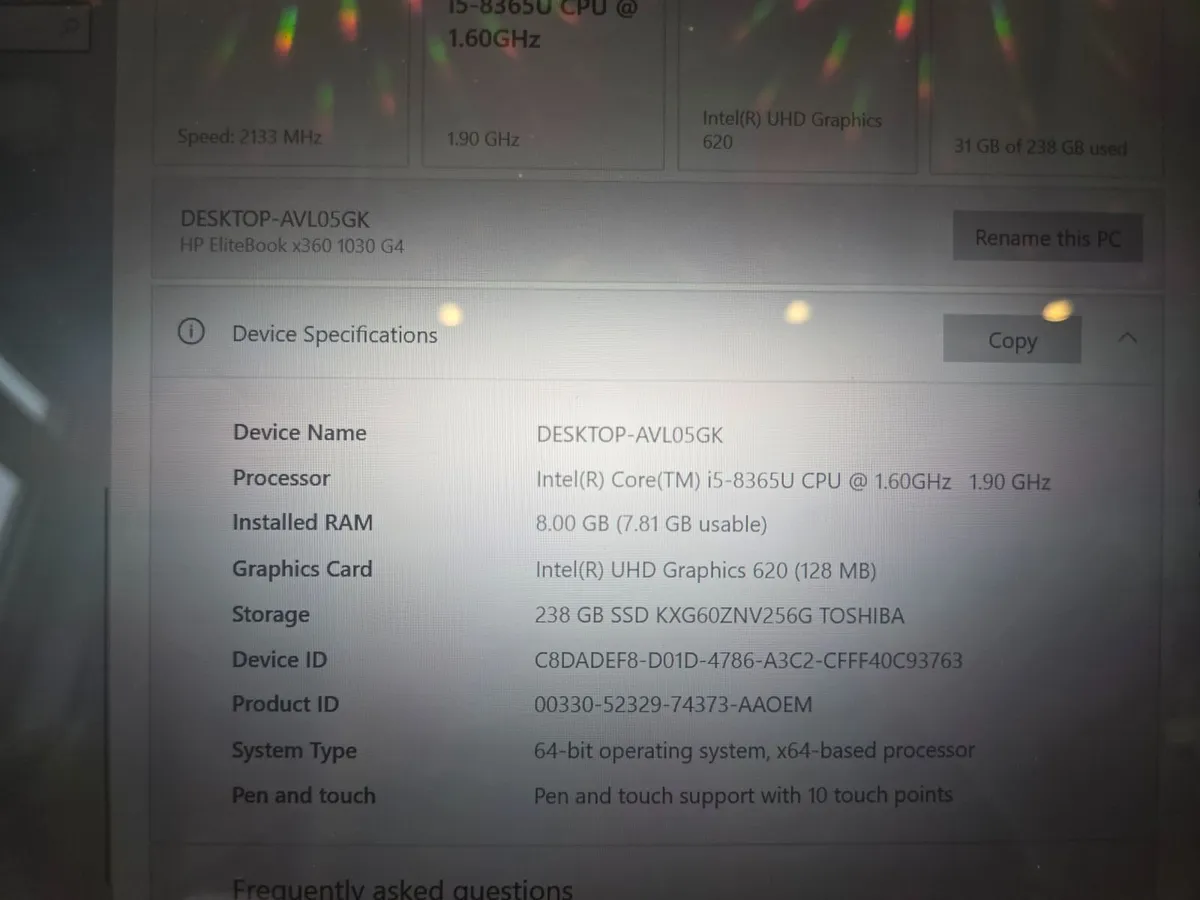 💻 HP EliteBook x360 1030 G4 – Touchscreen – i5 / - Image 3