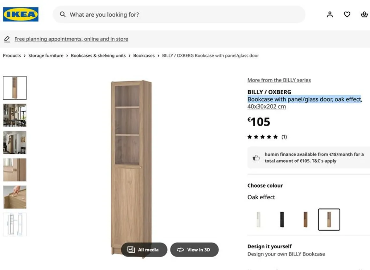 Ikea Billy / Oxberg Bookcase - Oak - Image 2