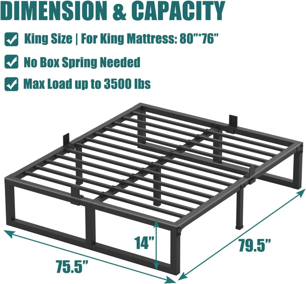 6ft Super King Bed Frame 180x200 cm - 36cm High - Image 3