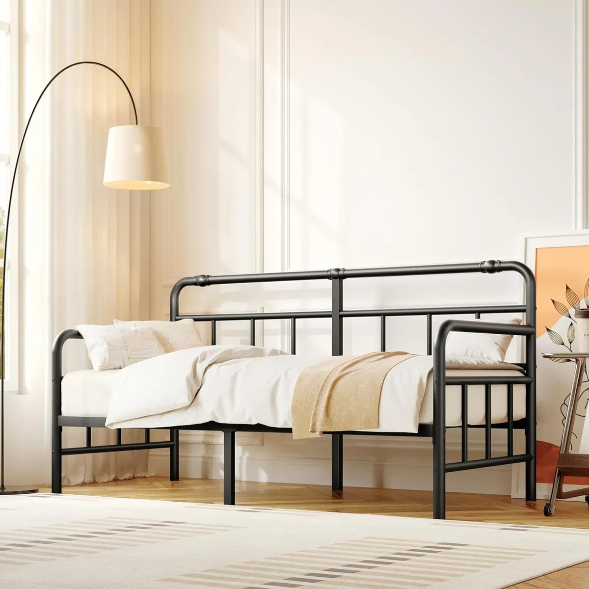 Metal Day Bed Frame with Headboard - Single - Image 1
