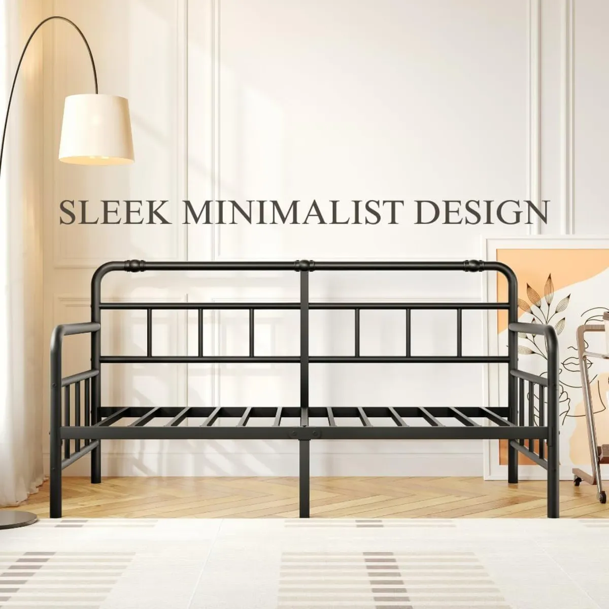 Metal Day Bed Frame with Headboard - Single - Image 4