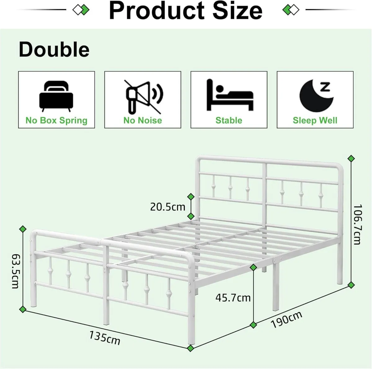 Double Bed Frame 4ft6 with Headboard and Footboard - Image 2