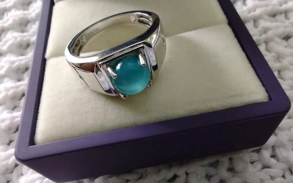 Sterling silver moonstone & topaz chunky ring U - Image 3