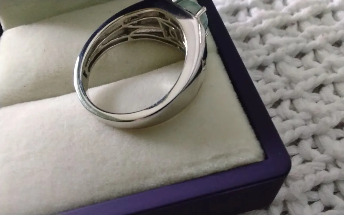 Sterling silver moonstone & topaz chunky ring U - Image 4