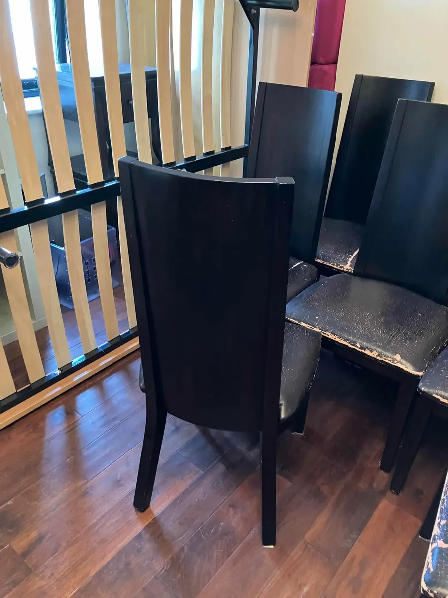 8x  Dining chairs dark walnut, leather seats - Image 4