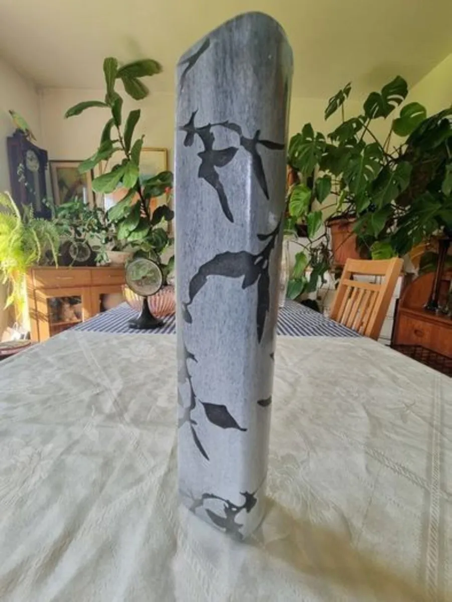 Large Cylindrical Engraved Glass Vase - Image 3