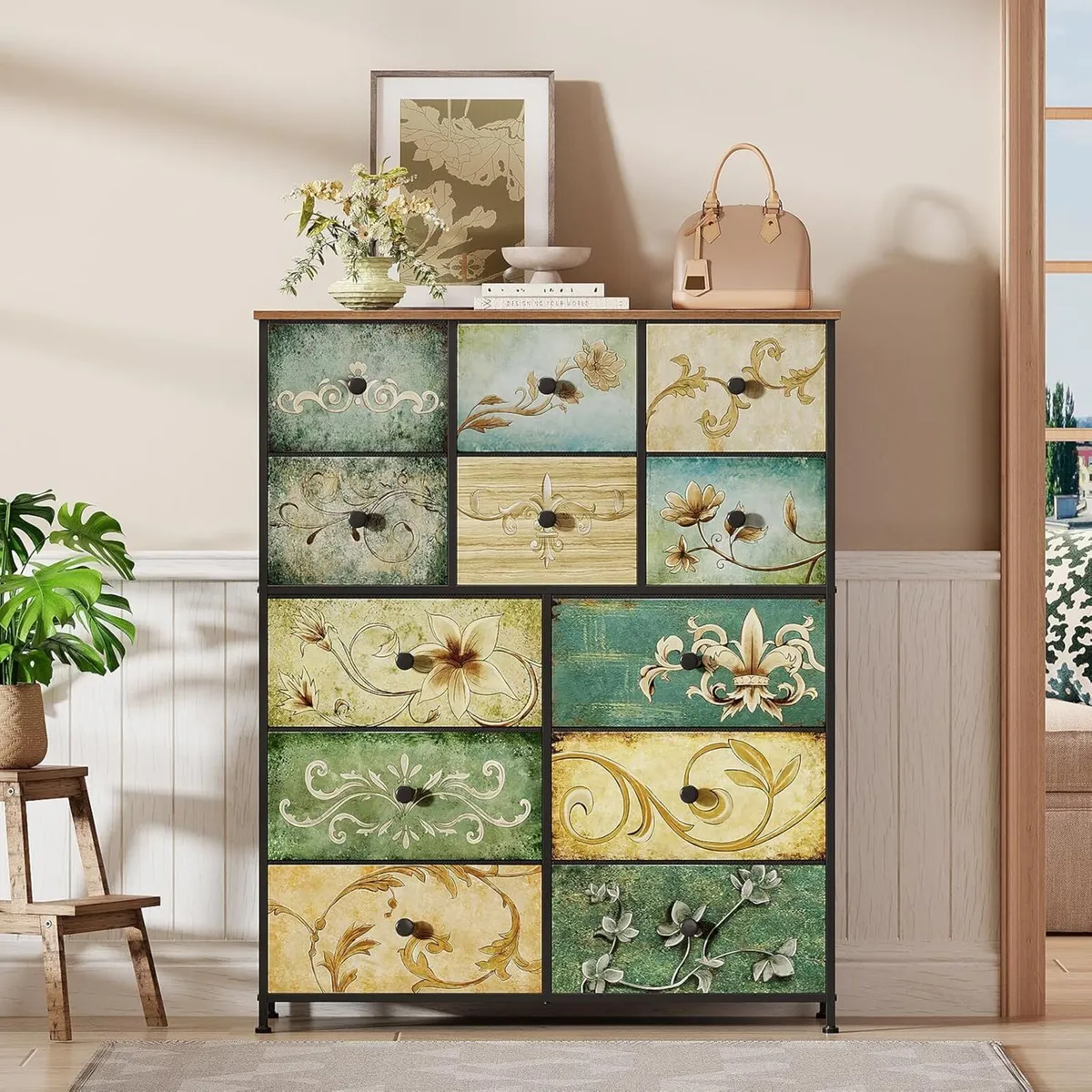 Fabric Chest of Drawers Vintage 12 Drawer Tall - Image 2