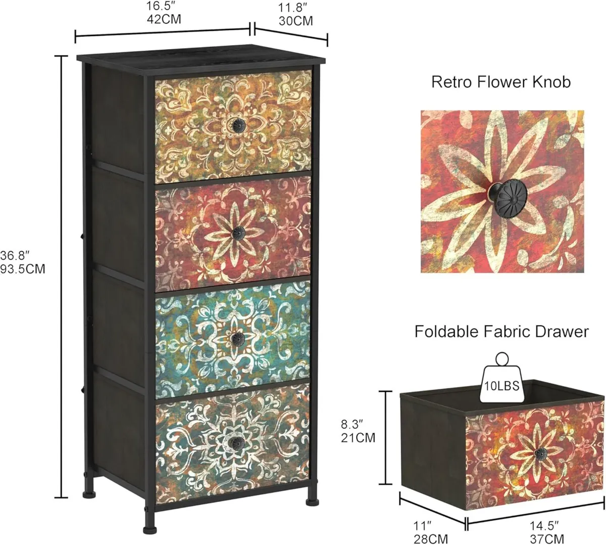 Chest of Drawers with 4 Made Fabric Narrow - Image 2
