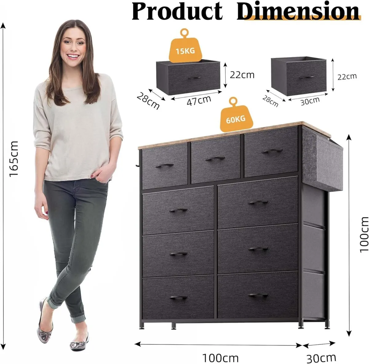 Fabric Chest of Drawers - Canvas Storage Unit - Image 3