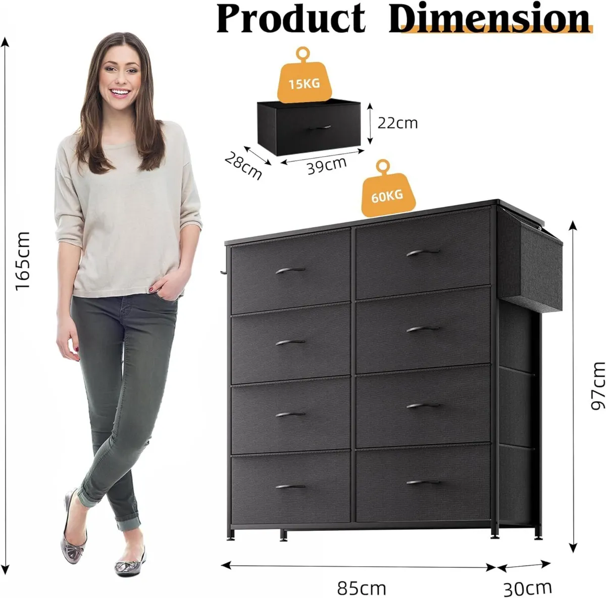 Fabric Chest of Drawers - Canvas Storage Unit - Image 3