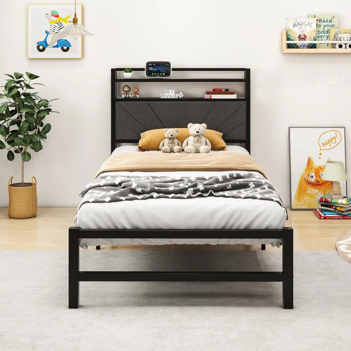 Upholstered Single Bed 90 x 200 cm With Slatted - Image 1